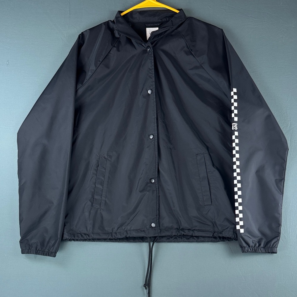 Vans Black Windbreaker Jacket with Checkered Sleeve